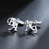 Double Initials Letter Cufflinks Men's Jewelry Gift Personalized Name Cufflinks