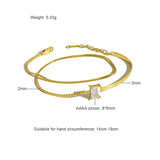 Double Layer 18K Silver Bracelet with Cubic Zirconia YBR203