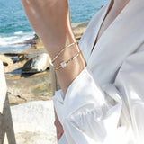 Double Layer 18K Silver Bracelet with Cubic Zirconia YBR203