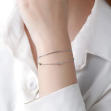 Double Layer 925 Sterling Silver Chain Bracelets Wedding Gift Lucky Jewelry