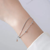 Double Layer 925 Sterling Silver Chain Bracelets Wedding Gift Lucky Jewelry