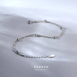 Double Layer 925 Sterling Silver Chain Bracelets Wedding Gift Lucky Jewelry