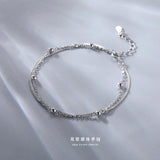 Double Layer 925 Sterling Silver Chain Bracelets Wedding Gift Lucky Jewelry