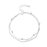 Double Layer 925 Sterling Silver Chain Bracelets Wedding Gift Lucky Jewelry