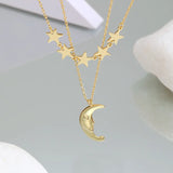 925 Silver Necklace Star Moon Pendant Choker for Women