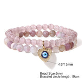 Double Layer Beads Bracelet Lucky Heart Evil Eye Charm Bracelet