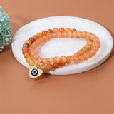 Double Layer Beads Bracelet Lucky Heart Evil Eye Charm Bracelet