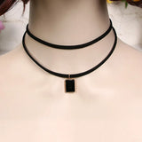 Vintage Gothic Velvet Choker Necklace Water Drop Pendant for Women