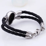 Skull Leather Wrap Bracelet Stainless Steel Men's Jewelry