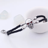 Skull Leather Wrap Bracelet Stainless Steel Men's Jewelry