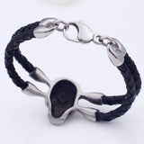 Skull Leather Wrap Bracelet Stainless Steel Men's Jewelry