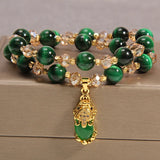 Double Layer Stone Crystal Bracelet Tiger Eye Agate Amethyst Fluorite Beads