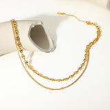 Double Layer Coffee Bean Stainless Steel Necklace Jewelry