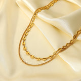 Double Layer Coffee Bean Stainless Steel Necklace Jewelry