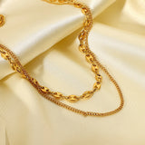 Double Layer Coffee Bean Stainless Steel Necklace Jewelry