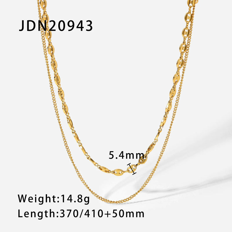 Double Layer Coffee Bean Stainless Steel Necklace Jewelry