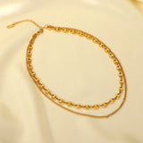 Double Layer Coffee Bean Stainless Steel Necklace Jewelry