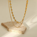 Double Layer Coffee Bean Stainless Steel Necklace Jewelry