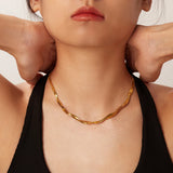 Double Layer Cross Snake Chain Necklace 18k Plated Stainless Steel