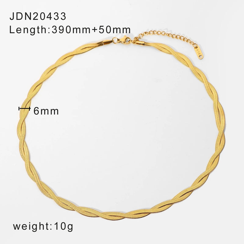 Double Layer Cross Snake Chain Necklace 18k Plated Stainless Steel