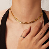 Double Layer Cross Snake Chain Necklace 18k Plated Stainless Steel