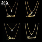Double Layer Name Necklace Zirconia Pendant Birthday Gift