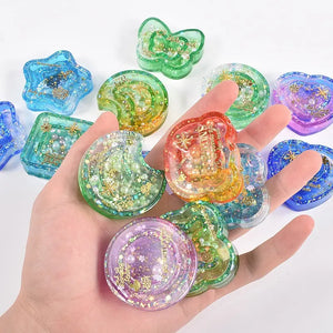 Double Layer Quicksand Silicone Mold - Moon Star Bear Rabbits Style Keychain