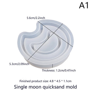 Double Layer Quicksand Silicone Mold - Moon Star Bear Rabbits Style Keychain