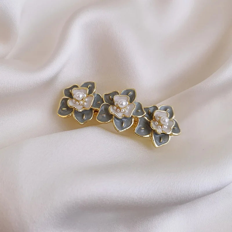 Gray Daisy Flower Spring Hair Clip Hairpins for Women