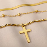 Double Layer Hollow Clavicle Chain Stainless Steel Necklace for Women
