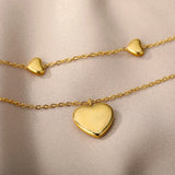 Double Layer Hollow Clavicle Chain Stainless Steel Necklace for Women