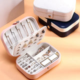 Double Layer Jewelry Display Box PU Leather Earrings Ring Necklaces Storage