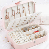 Double Layer Jewelry Display Box PU Leather Earrings Ring Necklaces Storage