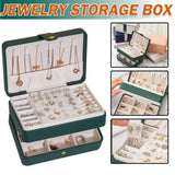 Double Layer Jewelry Organizer Box Necklace Earrings Leather Storage Case
