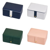 Double Layer Jewelry Organizer Box Necklace Earrings Leather Storage Case