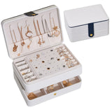Double Layer Jewelry Organizer Box Necklace Earrings Leather Storage Case