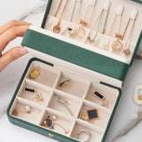 Double Layer Jewelry Organizer Box Necklace Earrings Leather Storage Case