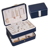 Double Layer Jewelry Organizer Box Necklace Earrings Leather Storage Case