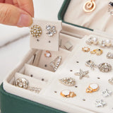 Double Layer Jewelry Organizer Box Necklace Earrings Leather Storage Case