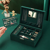 Double Layer Jewelry Organizer Case with Lock Necklace Storage