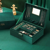 Double Layer Jewelry Organizer Case with Lock Necklace Storage