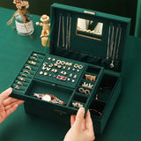 Double Layer Jewelry Organizer Case with Lock Necklace Storage