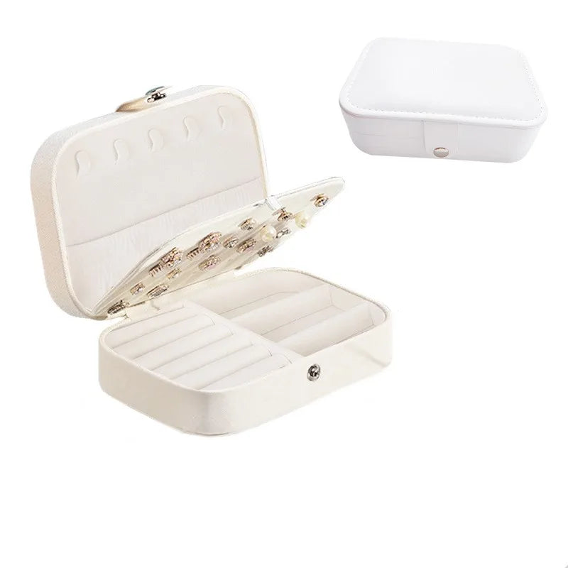 Pink Double Layer Jewelry Storage Box Display Rack Dust Proof Organizer