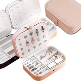 Pink Double Layer Jewelry Storage Box Display Rack Dust Proof Organizer