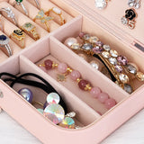 Double Layer Jewelry Storage Box Necklace Ring Organizer
