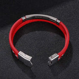 Leather Rope Bracelet Stainless Steel Charm Bangle FR1211