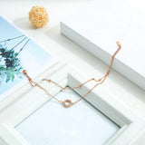 Double Layer Link Chain CZ Bangle Bracelet Stainless Steel Cuff Hand Jewelry