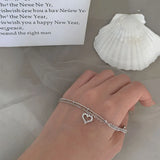 925 Sterling Silver Love Heart Anklet Bracelet CZ Foot Jewelry