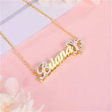 Personalized Double Layer Name Necklace with Butterfly Pendant