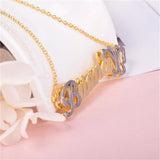 Personalized Double Layer Name Necklace with Butterfly Pendant